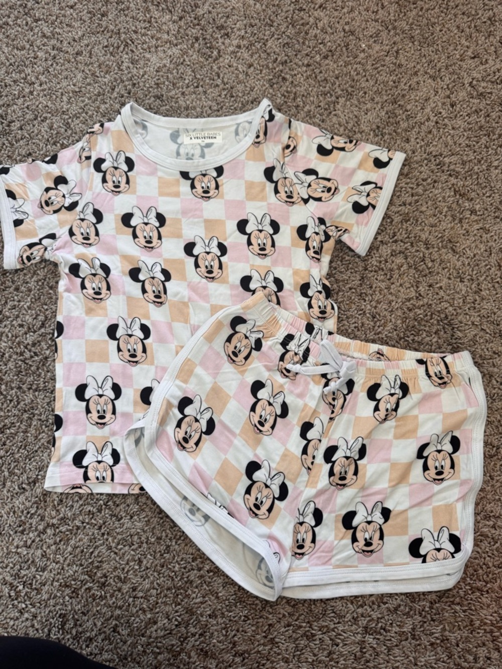 Girls' Minnie Mouse Pink Check Short Set